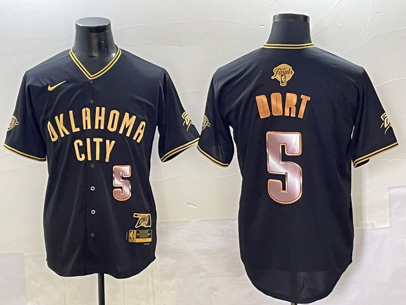 Men 2025 Oklahoma City Thunder 5 Dort black Nike Joint Name NBA Jersey style 71